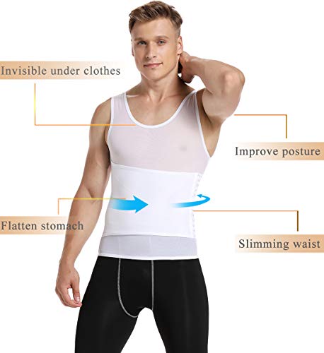 SLIMBELLE® Hombre Chaleco Moldeadora Camiseta Reductora Adelgazante Ropa Interior con Faja Ajustable para Deportes Fitness Negro Blanco