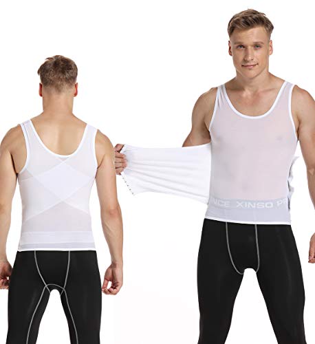 SLIMBELLE® Hombre Chaleco Moldeadora Camiseta Reductora Adelgazante Ropa Interior con Faja Ajustable para Deportes Fitness Negro Blanco