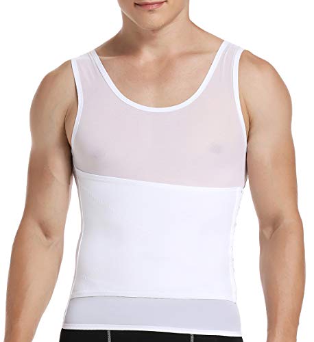 SLIMBELLE® Hombre Chaleco Moldeadora Camiseta Reductora Adelgazante Ropa Interior con Faja Ajustable para Deportes Fitness Negro Blanco