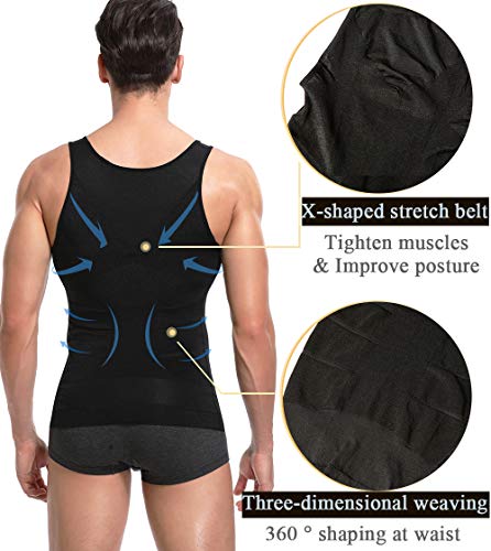 SLIMEBLLE® Hombre Camiseta Moldeadora Chaleco Reductora de Tirantes Elástica Ropa Interior Adelgazante Mens Shapewear