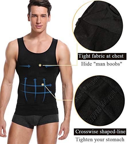 SLIMEBLLE® Hombre Camiseta Moldeadora Chaleco Reductora de Tirantes Elástica Ropa Interior Adelgazante Mens Shapewear