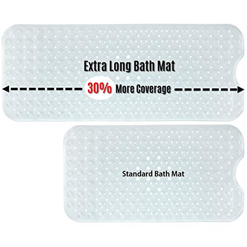 SlipX Solutions El tapete de baño extralargo agrega una tracción Antideslizante a Las tinas y duchas: ¡30% más Que Las esteras estándar! (200 Ventosas, 99 cm de Largo - Aqua)
