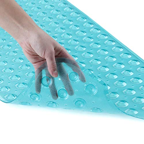 SlipX Solutions El tapete de baño extralargo agrega una tracción Antideslizante a Las tinas y duchas: ¡30% más Que Las esteras estándar! (200 Ventosas, 99 cm de Largo - Aqua)