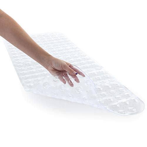 SlipX Solutions El tapete de baño extralargo agrega una tracción Antideslizante a Las tinas y duchas: ¡30% más Que Las esteras estándar! (200 Ventosas, 99 cm de Largo - Transparente)