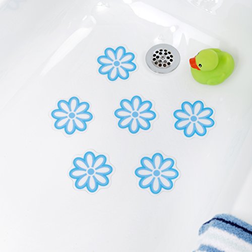 SlipX Solutions® Las Margaritas Antideslizantes Adhesivas para el Baño añaden tracción Antideslizante a Las bañeras, duchas, Piscinas, Botes, escaleras y más (6 Unidades, Agarre confiable, Azul)