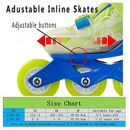 sljjlhx Sljj Patines En Línea Ajustables para Niños Y Niñas, Patines para Niños con Ruedas De Poliuretano 82A, Zapatos De Patinaje De Velocidad De Alto Rendimiento para Niños, Principiantes