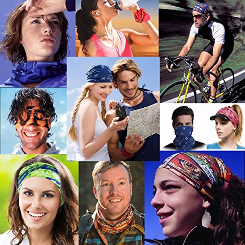 Slosh 9 Bandana Cintas Pelo Deporte Hombre Mujer Ciclismo Yoga Elastica Pañuelos Cabeza Turbante Lazo Tenis UV Moto Playa (9 PCS)