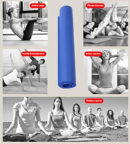 Slosy Esterilla para Yoga Antideslizante Azul 180 * 61 * 1cm + Comba Colchoneta De Pilates Estera Gym Alfombra Abdominales Alfombrilla Gimnasia Ejercicio Material Gimnasio Accesorios Gruesa