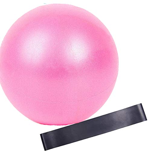 Slosy Kit Pelota para Pilates 25Cm Rosa Pequeña + Bandas Elasticas Accesorios Gym Bola De Yoga Material De Gimnasio Entrenamiento Crossfit Mejora la Resistencia Mini Ball Cinta de Goma