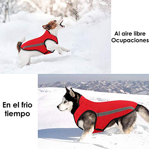 SlowTon Abrigos para Perros de Invierno Chaqueta Impermeable Ropa para Perros Forro de Franela Desmontable Cuello Ajustable Chaleco del tamaño Pecho para Mascotas con Regalos de la Navidad