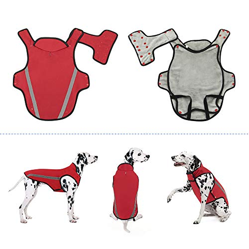 SlowTon Abrigos para Perros de Invierno Chaqueta Impermeable Ropa para Perros Forro de Franela Desmontable Cuello Ajustable Chaleco del tamaño Pecho para Mascotas con Regalos de la Navidad