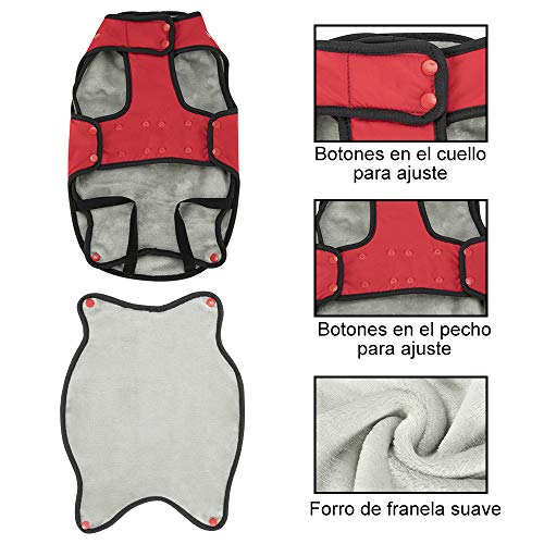 SlowTon Abrigos para Perros de Invierno Chaqueta Impermeable Ropa para Perros Forro de Franela Desmontable Cuello Ajustable Chaleco del tamaño Pecho para Mascotas con Regalos de la Navidad