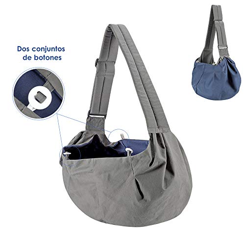 SlowTon Bandolera para Perro, Pet Carrier Dog Puppy Hand Sling para Cachorros Bandolera Correa de Hombro Acolchada Ajustable Tote Bag con Bolsillo Delantero Puppy Bolsa Bandolera de (Gris)