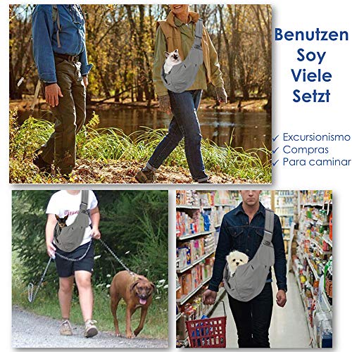 SlowTon Bandolera para Perro, Pet Carrier Dog Puppy Hand Sling para Cachorros Bandolera Correa de Hombro Acolchada Ajustable Tote Bag con Bolsillo Delantero Puppy Bolsa Bandolera de (Gris) SlowTon Bandolera para Perro, Pet Carrier Dog Puppy Hand Sling para Cachorros Bandolera Correa de Hombro Acolchada Ajustable Tote Bag con Bolsillo Delantero Puppy Bolsa Bandolera de (Gris)