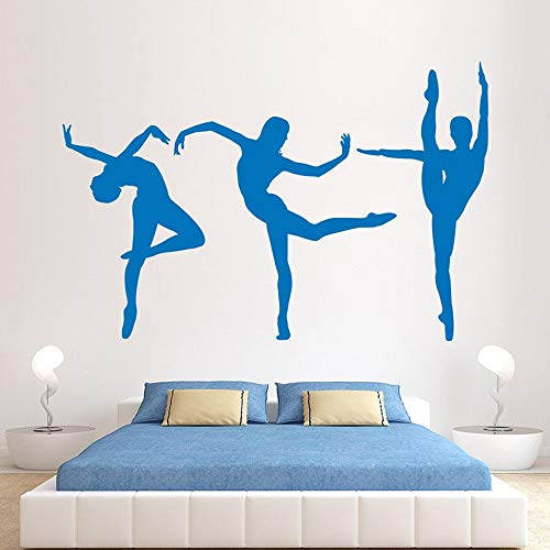 SLQUIET Ballet Apliques de pared Bailarina Vinilo Art Sticker Chica Habitación para niños Deportes Fitness Kindergarten Dance Studio Ventana Mural Decoración del hogar 31 violeta 57x37cm