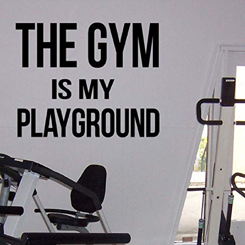 SLQUIET DIY Gym Motivational The Gym Is My Playground Decal Fitness Center Sticker Home Gym Interior Workout Mural de pared Pegatinas de pared azul claro 53x42cm