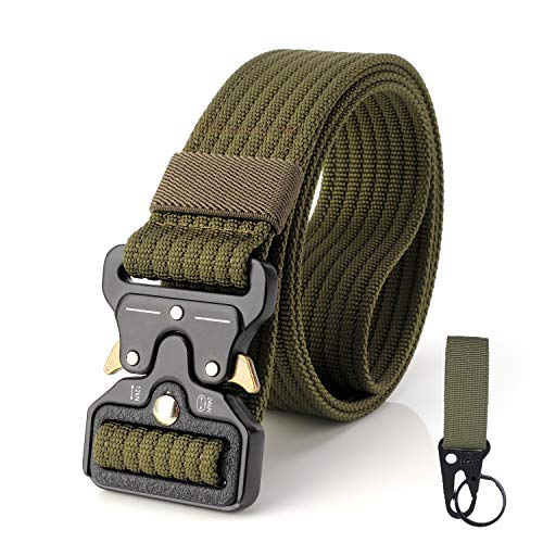 S.Lux 2 Piezas Hombres Cinturón de Lona, YKK Hebilla de Plástico Cinturón de Secado Rápido Transpirable Hipoalergénico Cinturón Recreación al aire libre Fitness Ejercicio (Verde A)