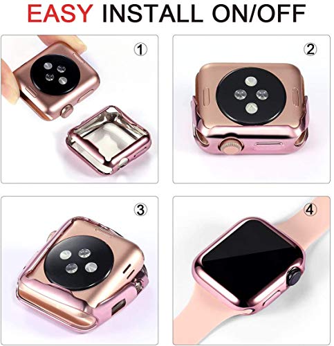 SLYEN Paquete de 6 estuches para Apple Watch con protector de pantalla ultradelgado compatible con iWatch de 44 mm, estuche de cobertura total para Apple Watch SE Series 6 Series 5 Series 4