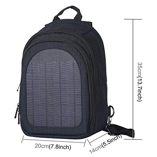 SM SunniMix con Panel de Cargador Solar Mochila 2 litros de Negocios Portátil Bolsa Resistente al Agua Mochila - Azul Oscuro