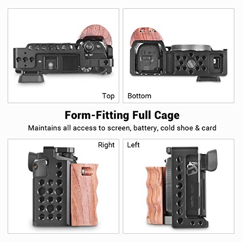 SMALLRIG a6300 Cage Jaula con Wooden Handgrip para Sony a6300 / a6000-2082