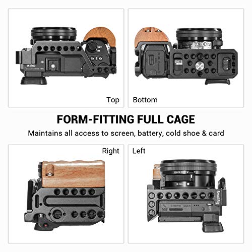 SMALLRIG Jaula a6500 con Mango Madera, Cage con Empuñadura Madera para Sony a6500 / a6300 - 2097