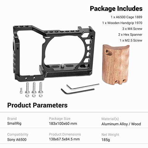 SMALLRIG Jaula a6500 con Mango Madera, Cage con EmpuƱadura Madera para Sony a6500 / a6300 - 2097 SMALLRIG Jaula a6500 con Mango Madera, Cage con EmpuƱadura Madera para Sony a6500 / a6300 - 2097