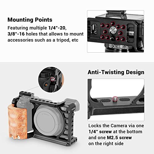 SMALLRIG Jaula a6500 con Mango Madera, Cage con EmpuƱadura Madera para Sony a6500 / a6300 - 2097 SMALLRIG Jaula a6500 con Mango Madera, Cage con EmpuƱadura Madera para Sony a6500 / a6300 - 2097
