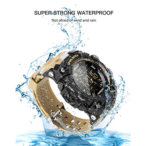 Smart Watch, Reloj de Pulsera para Hombre de Estilo de Camuflaje Deportivo al Aire Libre, sin Carga IP67 Relojes a Prueba de Agua, con información de Reloj de Alarma D