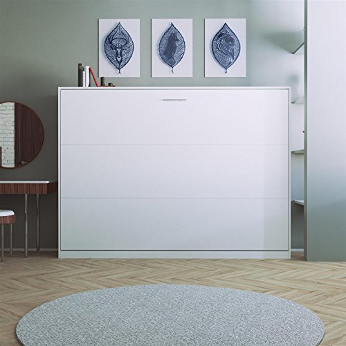 SMARTBett Basic Cama abatible Cama Plegable Cama de Pared (Blanco, 140 x 200 cm Horizontal)