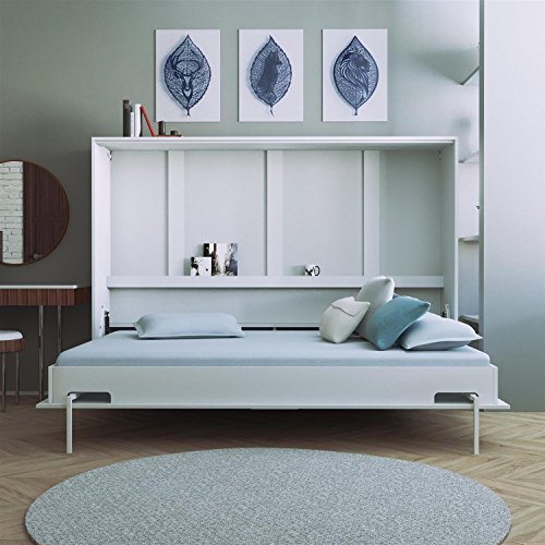 SMARTBett Basic Cama abatible Cama Plegable Cama de Pared (Blanco, 140 x 200 cm Horizontal)