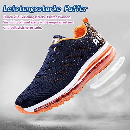 Smarten Zapatillas de Running Hombre Mujer Air Correr Deportes Calzado Verano Comodos Zapatillas Sport Blue Orange 38 EU
