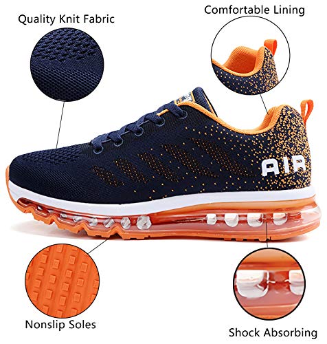 Smarten Zapatillas de Running Hombre Mujer Air Correr Deportes Calzado Verano Comodos Zapatillas Sport Blue Orange 38 EU