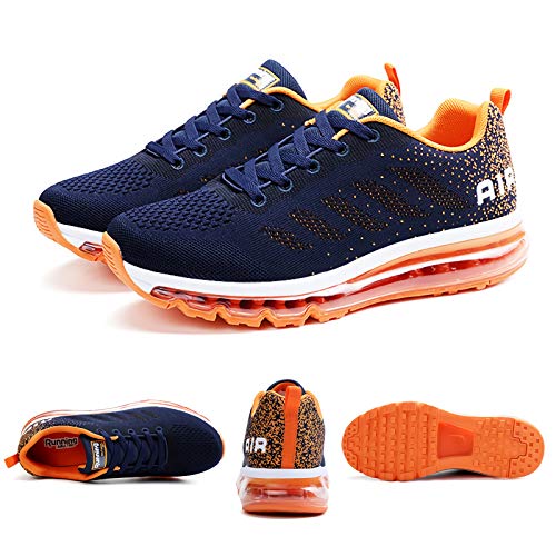 Smarten Zapatillas de Running Hombre Mujer Air Correr Deportes Calzado Verano Comodos Zapatillas Sport Blue Orange 38 EU