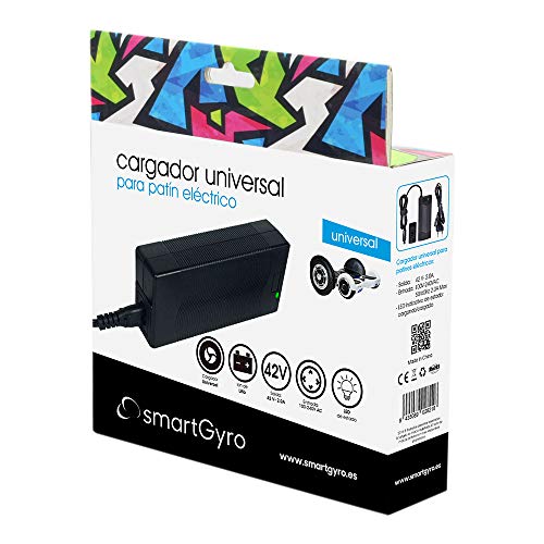 SmartGyro SG27-039 - Cargador Universal para patines eléctricos, compatible con smartGyro serie X, XL y Hammer, negro