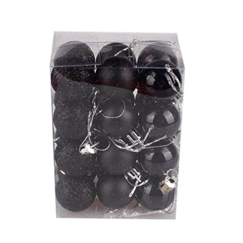 SMARTLADY 24PC 30mm Bola árbol de navidad Ornamento Decoración (Negro) SMARTLADY 24PC 30mm Bola árbol de navidad Ornamento Decoración (Negro)