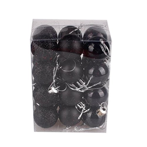 SMARTLADY 24PC 30mm Bola árbol de navidad Ornamento Decoración (Negro)