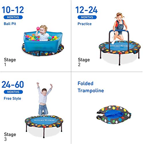 smarTrike Baby-Boys 9200000 - Cama elástica 3 en 1 para niños (91,44 x 91,44 x 71,88 cm), Color Azul