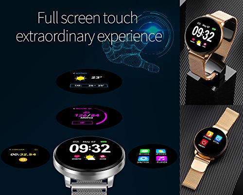 Smartwatch Fashion para Hombre Mujer Impermeable Reloj Inteligente Monitores de Actividad Fitness Tracker con Monitor de Sueño Pulsómetros Podómetro Compatible con iOS Android Huawei (Dorado) Smartwatch Fashion para Hombre Mujer Impermeable Reloj Inteligente Monitores de Actividad Fitness Tracker con Monitor de Sueño Pulsómetros Podómetro Compatible con iOS Android Huawei (Dorado)