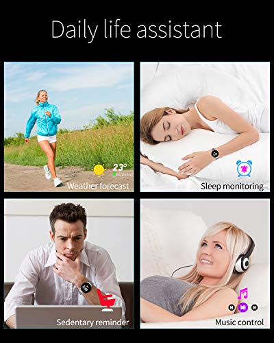 Smartwatch Fashion para Hombre Mujer Impermeable Reloj Inteligente Monitores de Actividad Fitness Tracker con Monitor de Sueño Pulsómetros Podómetro Compatible con iOS Android Huawei (Dorado) Smartwatch Fashion para Hombre Mujer Impermeable Reloj Inteligente Monitores de Actividad Fitness Tracker con Monitor de Sueño Pulsómetros Podómetro Compatible con iOS Android Huawei (Dorado)
