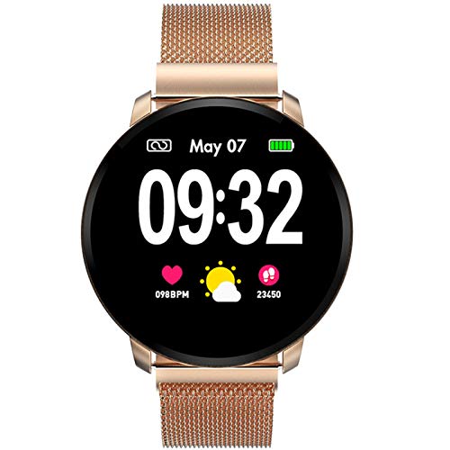 Smartwatch Fashion para Hombre Mujer Impermeable Reloj Inteligente Monitores de Actividad Fitness Tracker con Monitor de Sueño Pulsómetros Podómetro Compatible con iOS Android Huawei (Dorado) Smartwatch Fashion para Hombre Mujer Impermeable Reloj Inteligente Monitores de Actividad Fitness Tracker con Monitor de Sueño Pulsómetros Podómetro Compatible con iOS Android Huawei (Dorado)