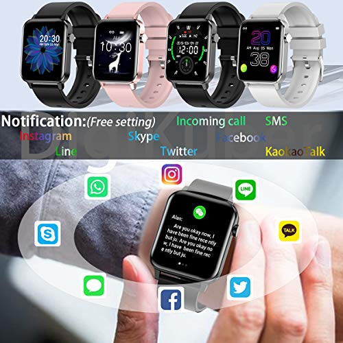 Smartwatch para Hombre y Mujer, Impermeable IP68 Reloj Inteligente con Pulsómetro Cronómetros Calorías Monitor de Sueño Podómetro Pulsera Actividad Inteligente Reloj deportivo para Android iOS(Negro)