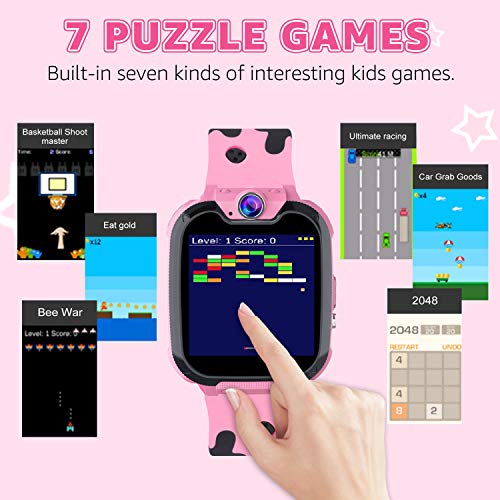 Smartwatch para Niños Game Watch - Juego de Música Reloj Inteligente (Incluye Tarjeta Micro SD de 1GB) con Juegos de Llamada Grabadora de Cámara Reloj Despertador para Niños Niñas(Rosa)