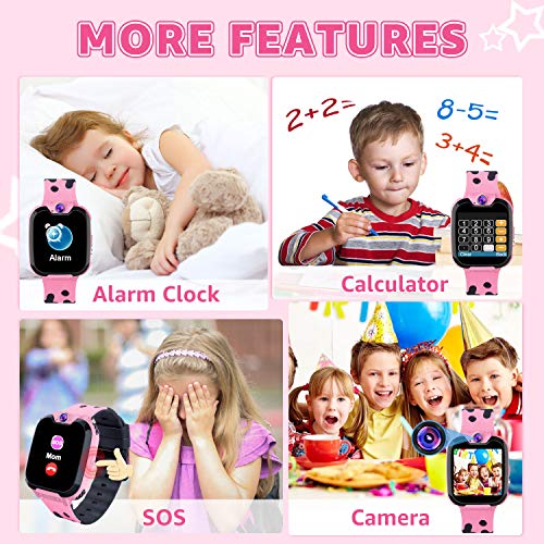 Smartwatch para Niños Game Watch - Juego de Música Reloj Inteligente (Incluye Tarjeta Micro SD de 1GB) con Juegos de Llamada Grabadora de Cámara Reloj Despertador para Niños Niñas(Rosa)