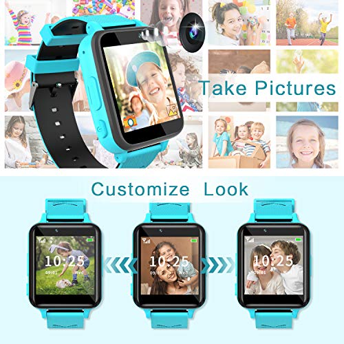 Smartwatch para Niños, Reloj Teléfono para Niña y Niño Pantalla Táctil con Música, 14 Juegos, Cámara, Linterna, Alarma, Reloj Inteligente para Niños Regalo (Azul)