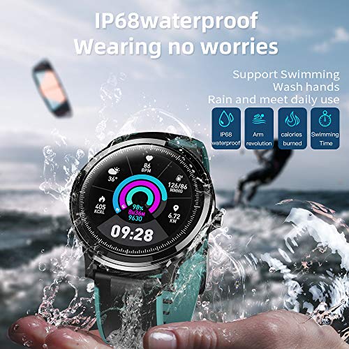 Smartwatch Reloj Inteligente con un Correa Verde Oscuro Reemplazable Impermeable IP68 Pulsera Actividad Monitor de Sueño Calorías Podómetro Pulsómetro Notificación de Llamada y Mensaje Hombre Mujer