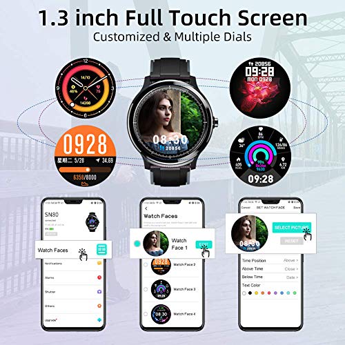 Smartwatch Reloj Inteligente con un Correa Verde Oscuro Reemplazable Impermeable IP68 Pulsera Actividad Monitor de Sueño Calorías Podómetro Pulsómetro Notificación de Llamada y Mensaje Hombre Mujer