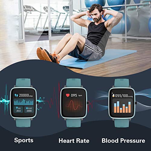 Smartwatch, Reloj Inteligente Hombre con Pulsómetros Monitor de Sueño 5 Caras Podómetro 10 Modos Deportivos y Registrador de Ruta y Smart Watch Pulsera Actividad Inteligente para Hombre y Mujer -Azul