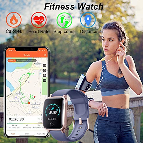 Smartwatch Reloj Inteligente Pulsómetro Mujer Hombre Niños, Pulsera de Actividad Inteligente GPS Monitor de Sueño Impermeable IP68 Caloría Podómetro, Fitness Reloj Deportivo Cronómetro Android iOS