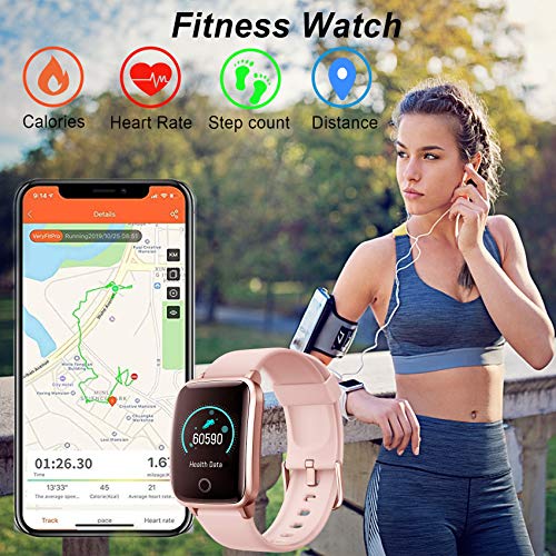 Smartwatch Reloj Inteligente Pulsómetro Mujer Hombre Niños, Pulsera de Actividad Inteligente GPS Monitor de Sueño Impermeable IP68 Caloría Podómetro, Fitness Reloj Deportivo Cronómetro Android iOS