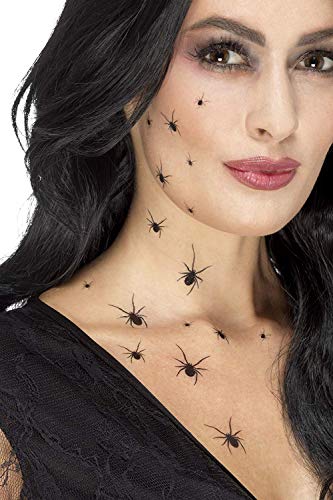 Smiffys Calcomanías de araña reptante, Negro, con 2x hojas por pack, 18 arañas en cada u Smiffys Calcomanías de araña reptante, Negro, con 2x hojas por pack, 18 arañas en cada u